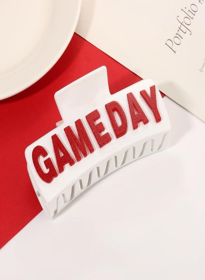 فالين مشبك شعر فالين ليوم المباراة للنساء، 4 بوصات، مشبك شعر رياضي لكرة القدم، أحمر وأبيض، مشبك شعر أكريليك، إكسسوارات شعر لأمهات لاعبي كرة القدم، ملابس يوم المباراة، هدايا حفلات رياضية - Image 4